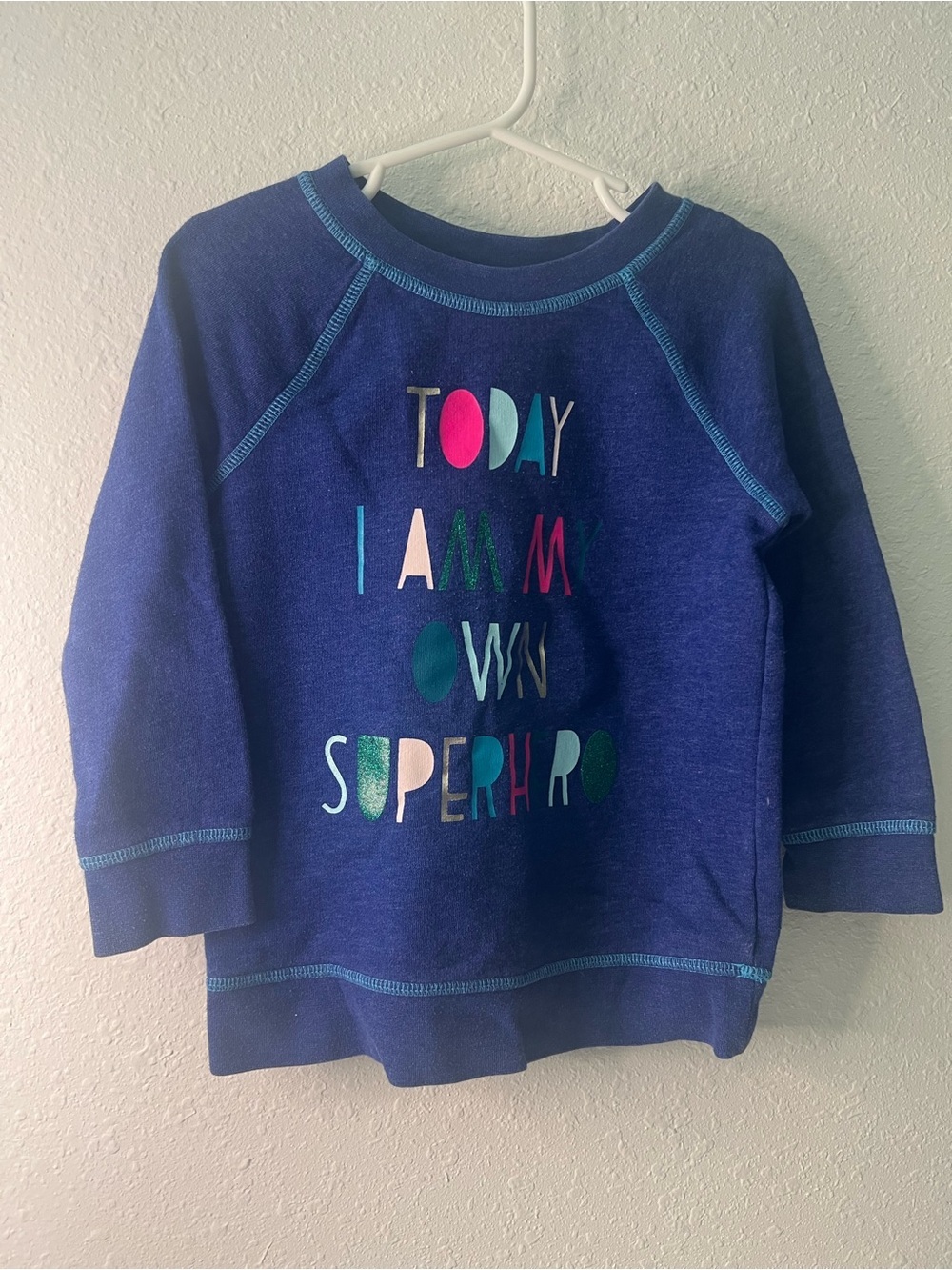 Girls 3T Cat & Jack Blue 'Today I Am My Own Superhero' Sweatshirt